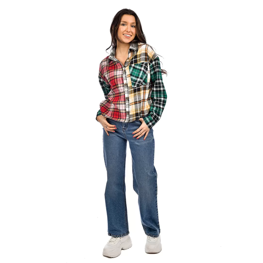 Women RD Style Alison Color Block Flannel Shirt |