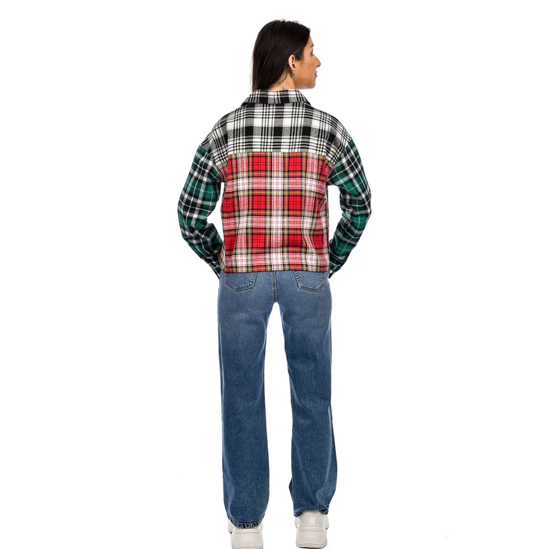Women RD Style Alison Color Block Flannel Shirt |