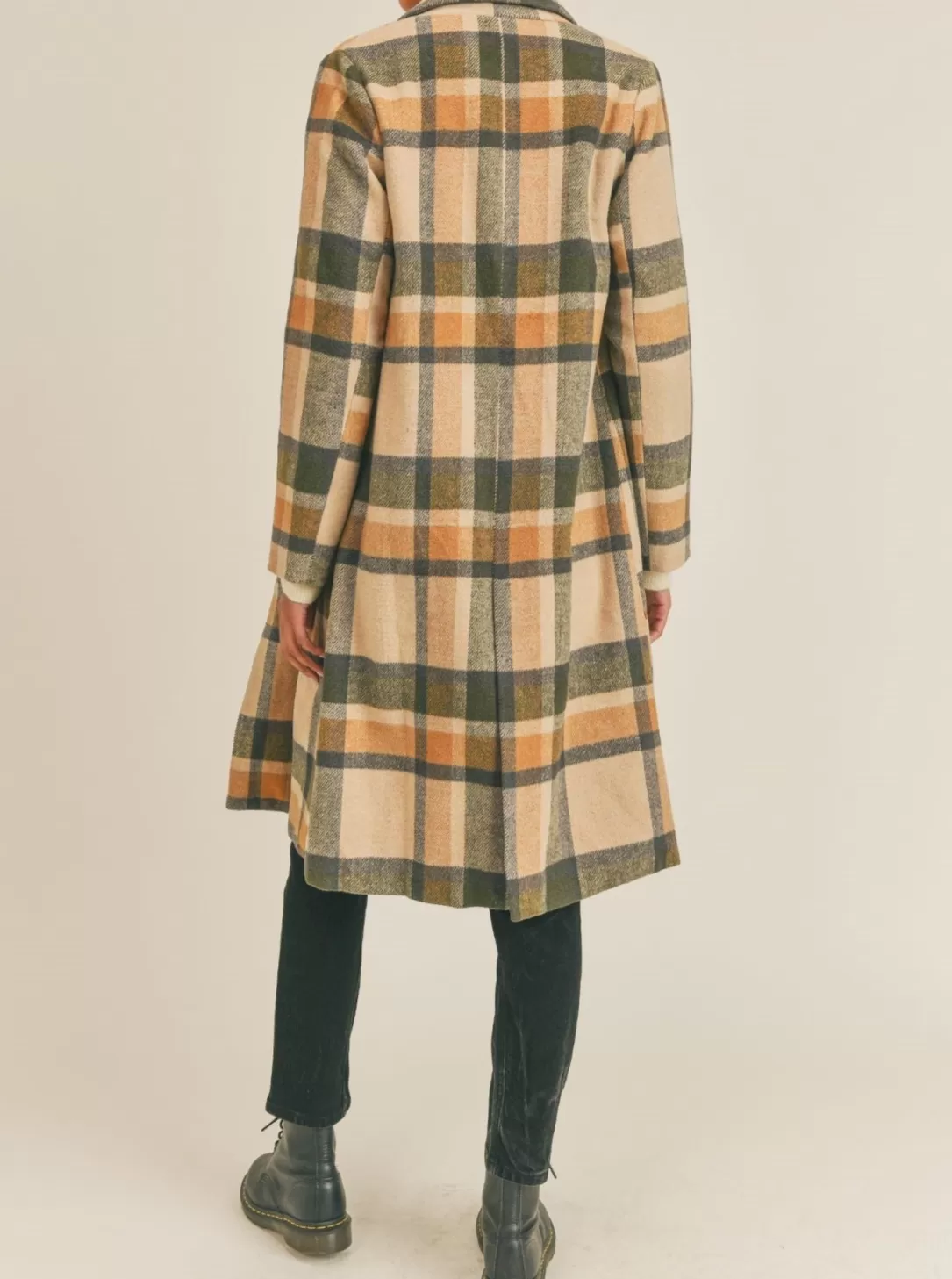 Women Sage The Label All The Way Plaid Coat-Olive Multi |