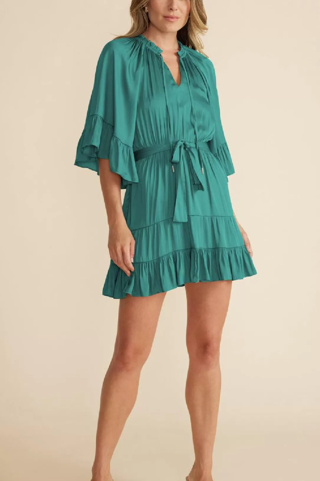 Women Minkpink Anya Tiered Mini Dress-Emerald |