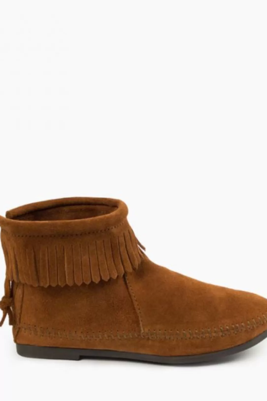 Women Minnetonka Back Zip Hardsole Boot-Brown |