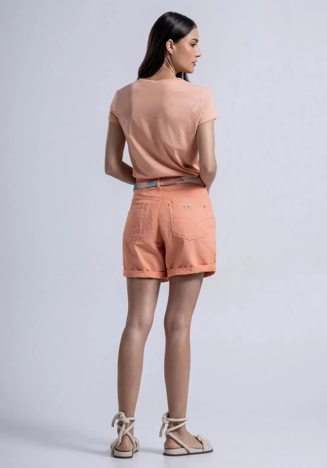 Women Lez a Lez Bermuda Twill Boyfriend Short-Salmon |