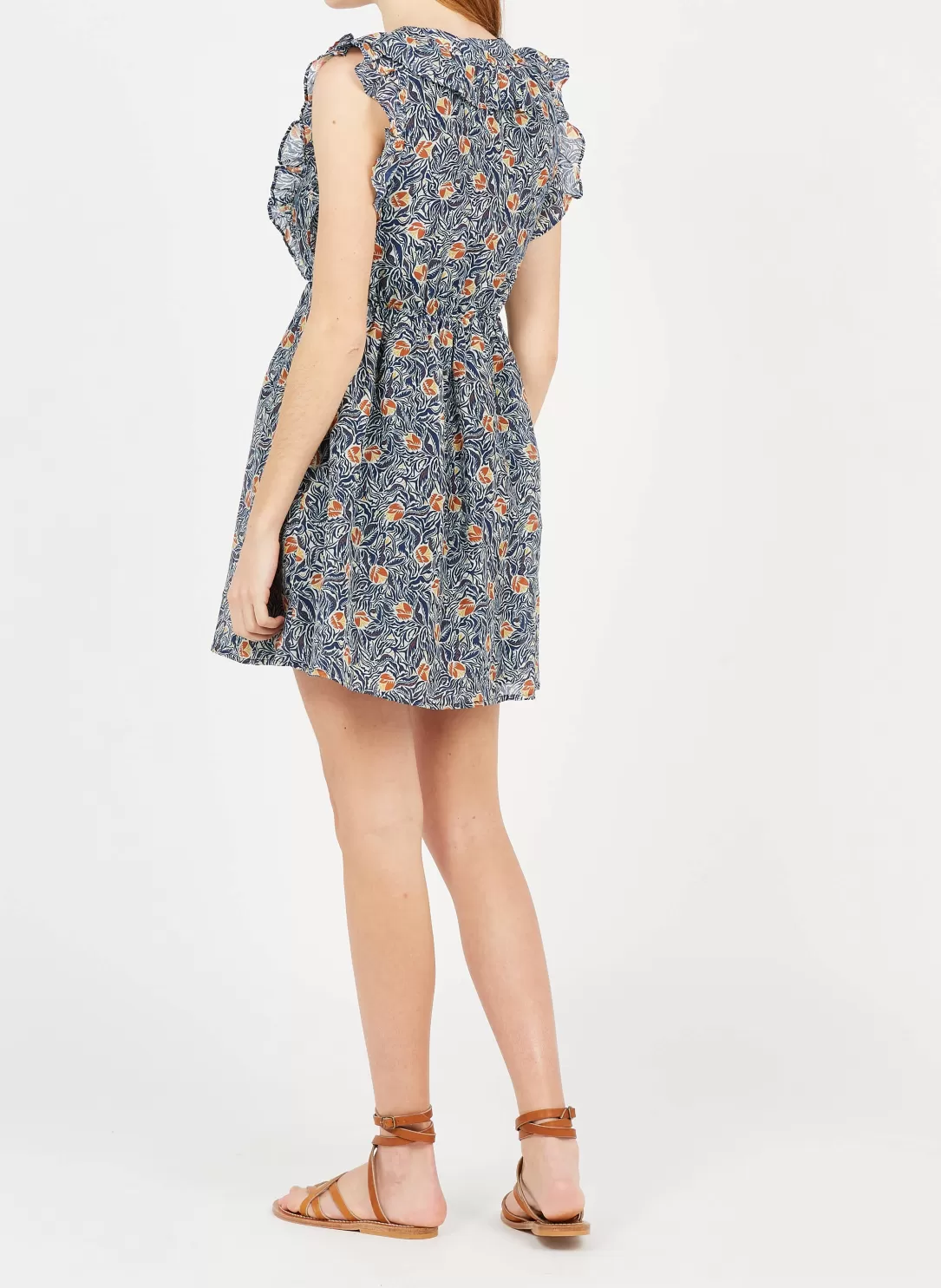 Women The Korner Blue Short Printed Cotton Dress |