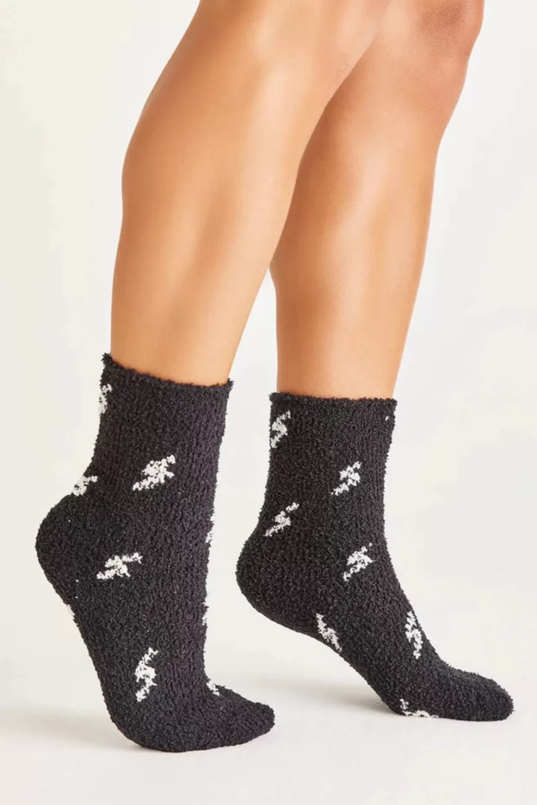 Women Z Supply Bolt Plush Socks-Black |