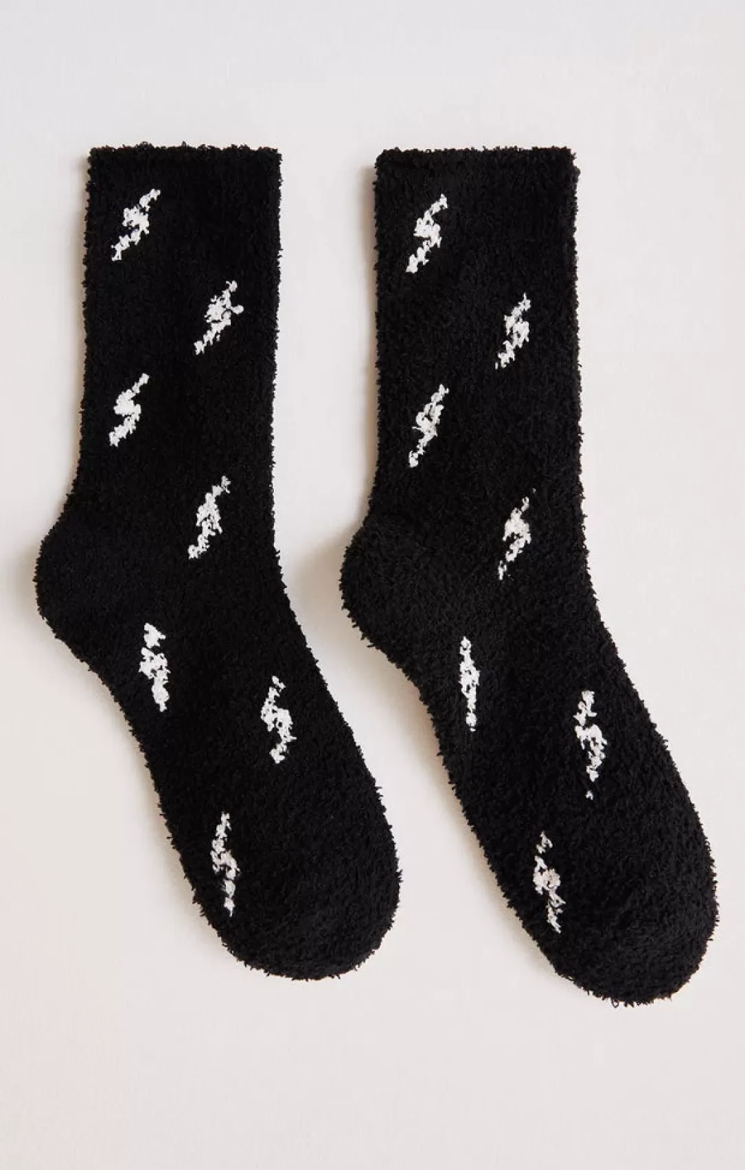 Women Z Supply Bolt Plush Socks-Black |