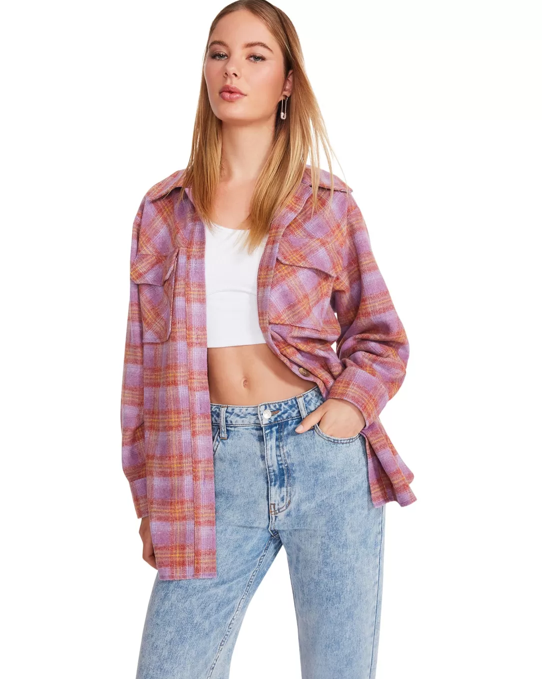 Women BB Dakota by Steve Madden Brooklyn Shacket-Vintage Purple |