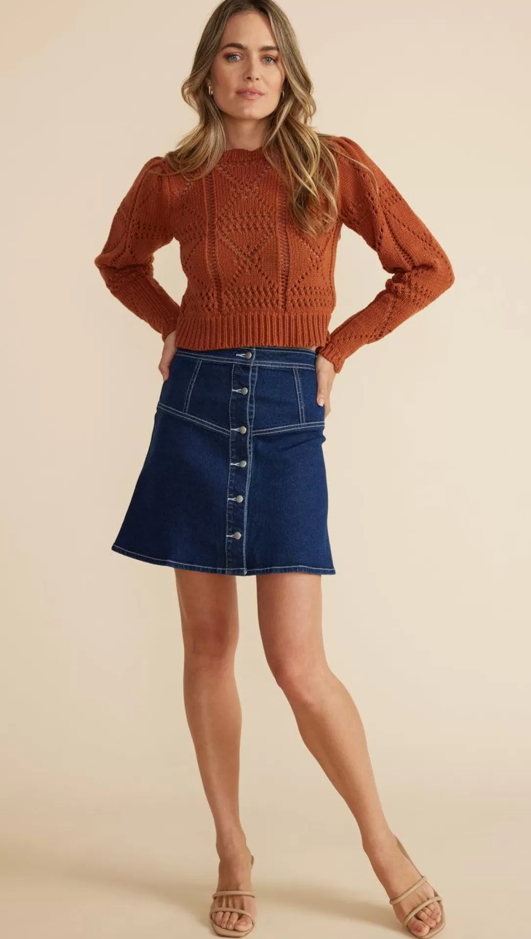 Women Minkpink Cara Crochet Jumper-Ginger |