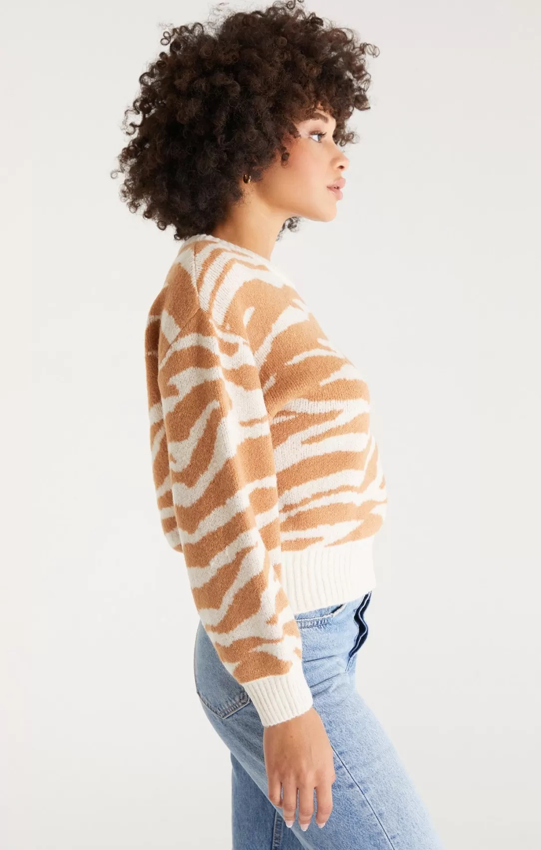 Women Z Supply Cloud Striped Sweater-Sandstone |