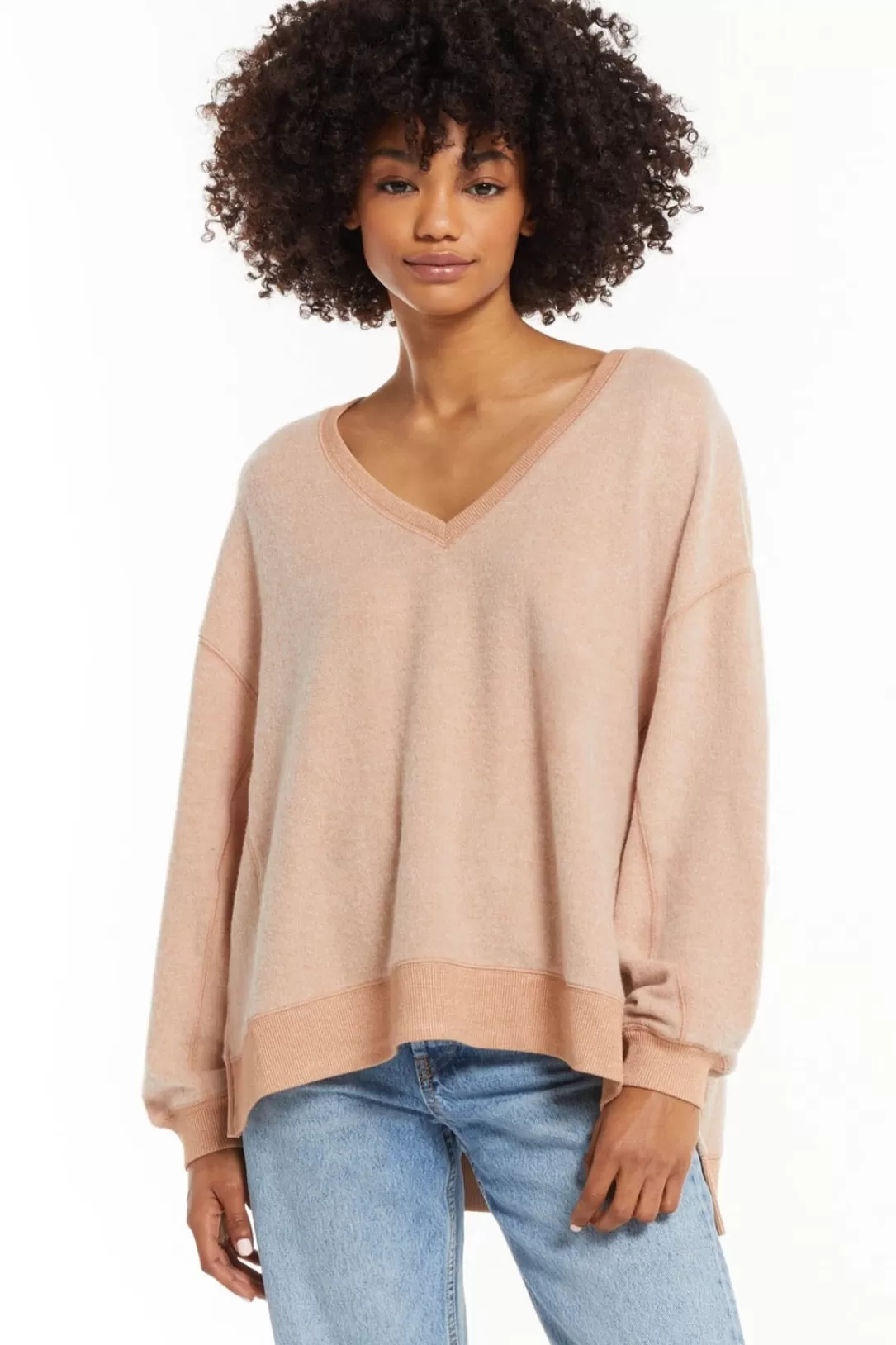 Women Z Supply Cozy V-Neck Modern Weekender-Dusty Amber |