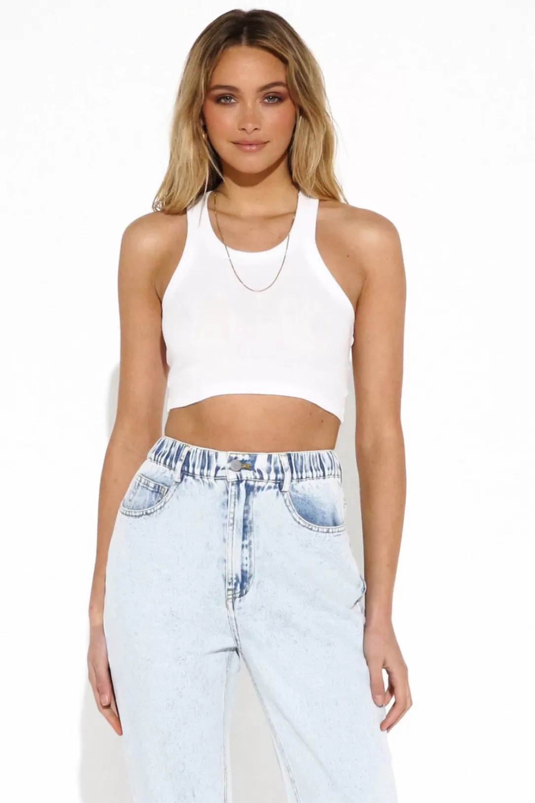 Women Madison The Label Dantae Crop Tank-White |