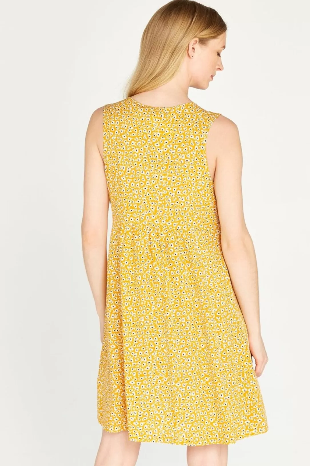 Women Apricot Ditsy V-Neck Dress |