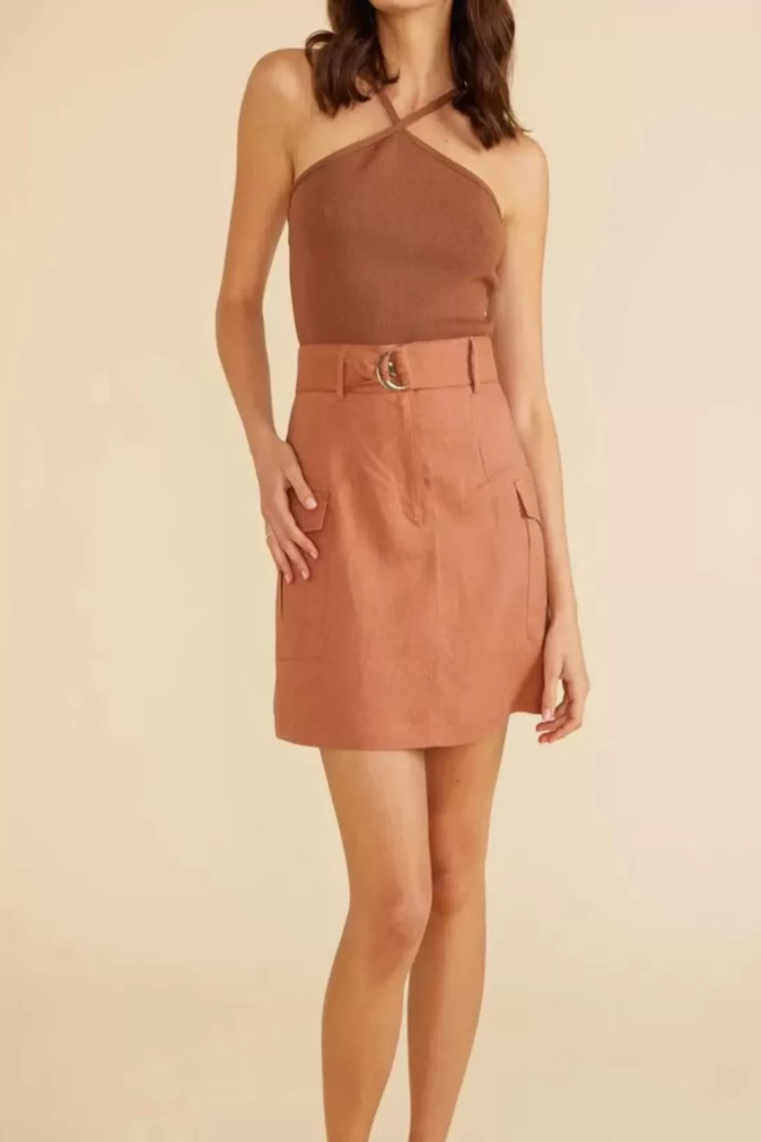 Women Minkpink Dylan Belted Mini Skirt-Amber |