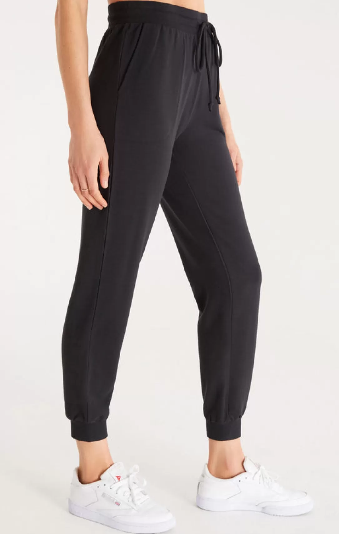 Women Z Supply Easy Fleece Sweatpants Jogger-Black |