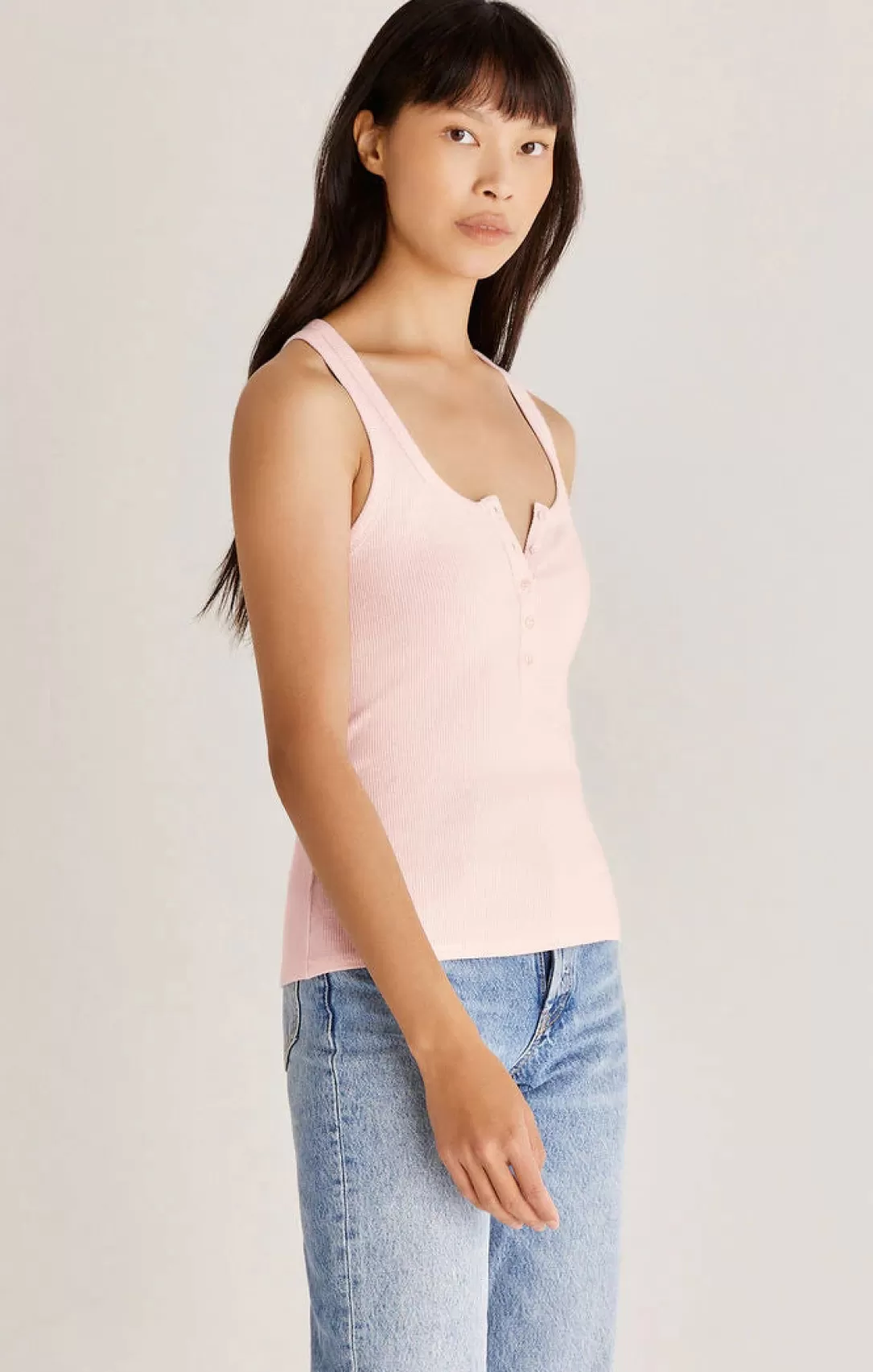 Women Z Supply Elle Brushed Rib Tank-Pink Sky |