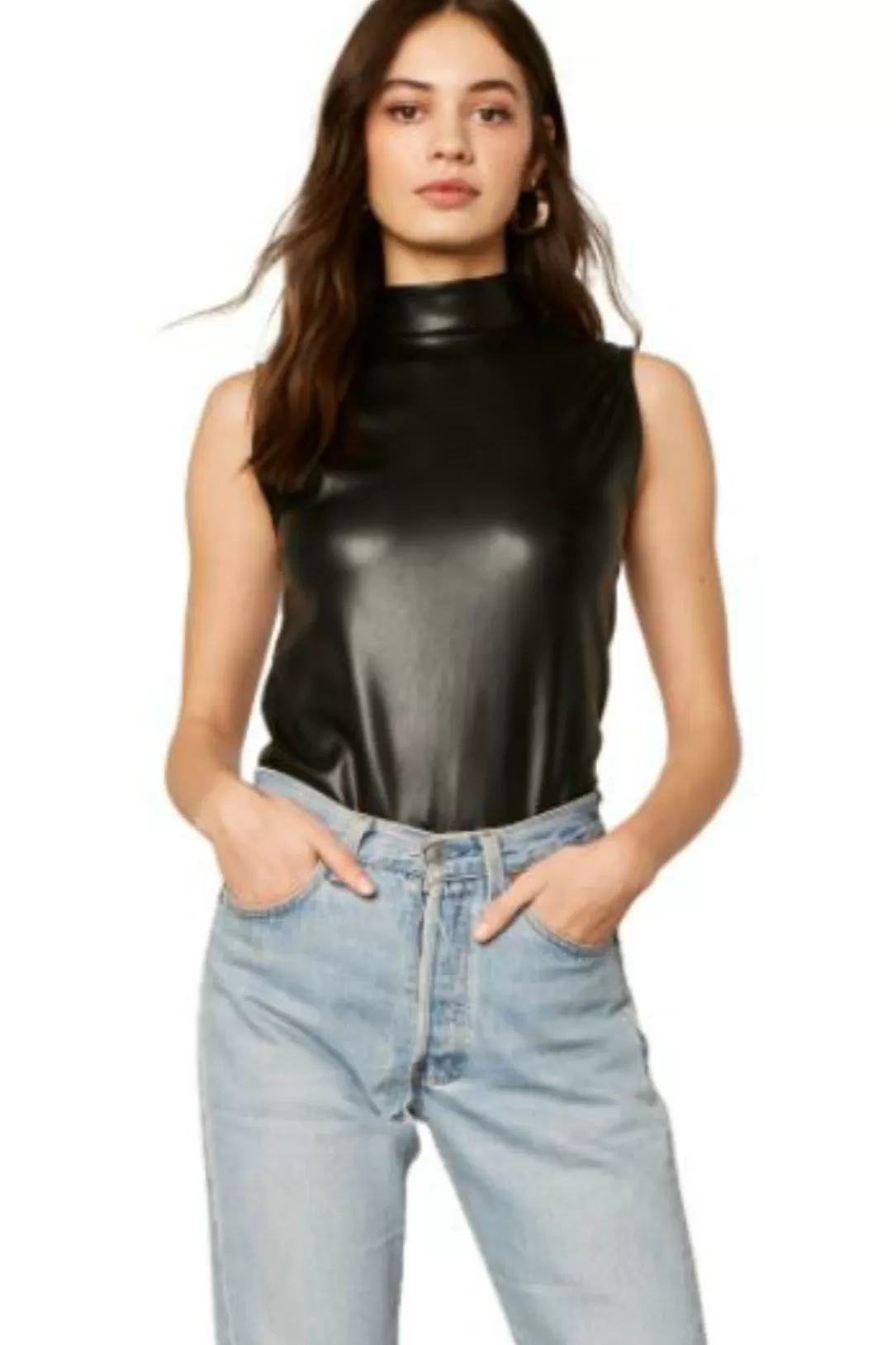 Women BB Dakota Faux-M-G Vegan Leather Bodysuit |