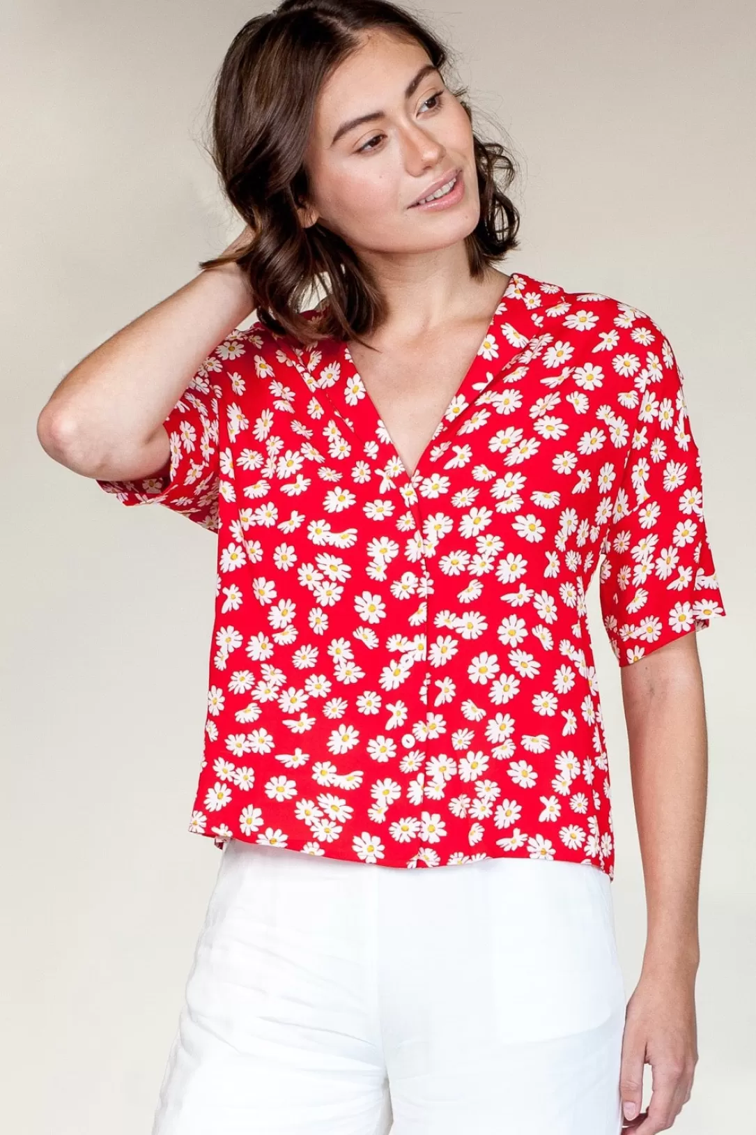 Women Pink Martini Floral For Me Top-Red |