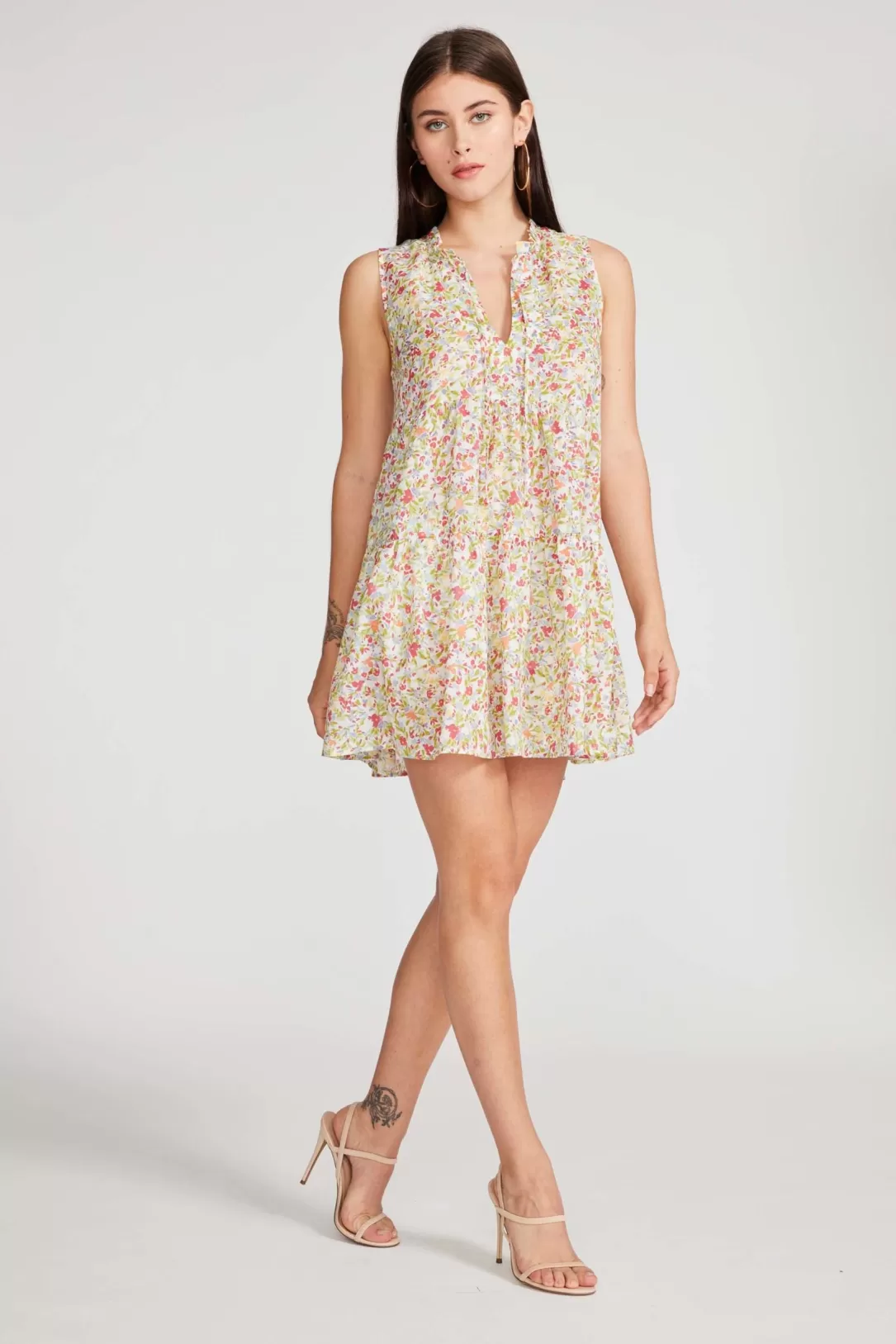 Women BB Dakota by Steve Madden Frills And Florals Sleeveless Cotton Mini Dress |
