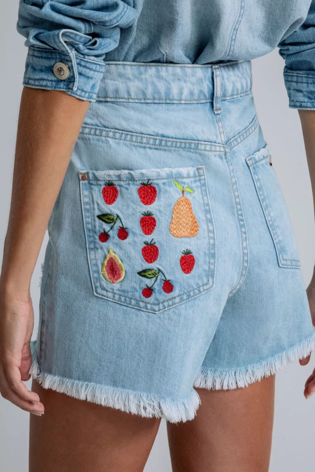 Women Lez a Lez Fruit Embroidered Jean Short |