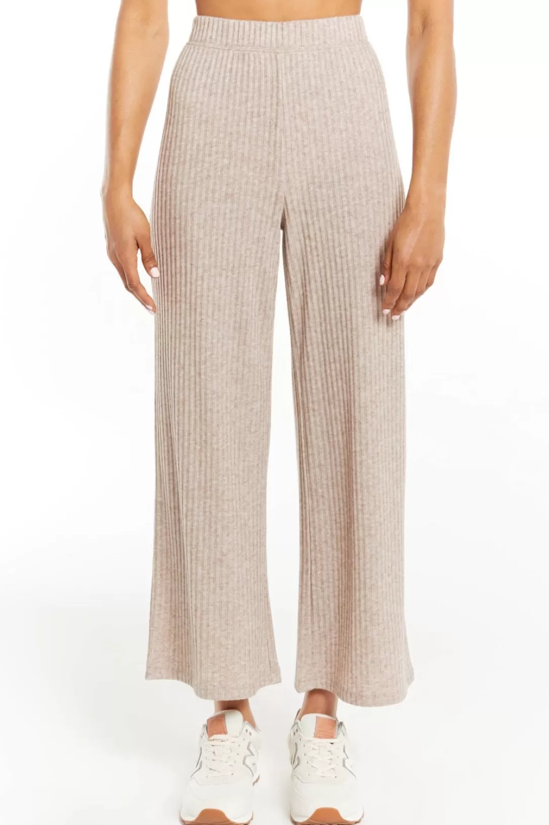 Women Z Supply Geri Wide Rib Pant-Heather Latte |