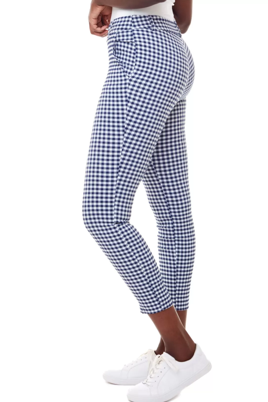 Women I Love Tyler Madison Gwyneth Gingham Trouser Pant-Blue | Up!