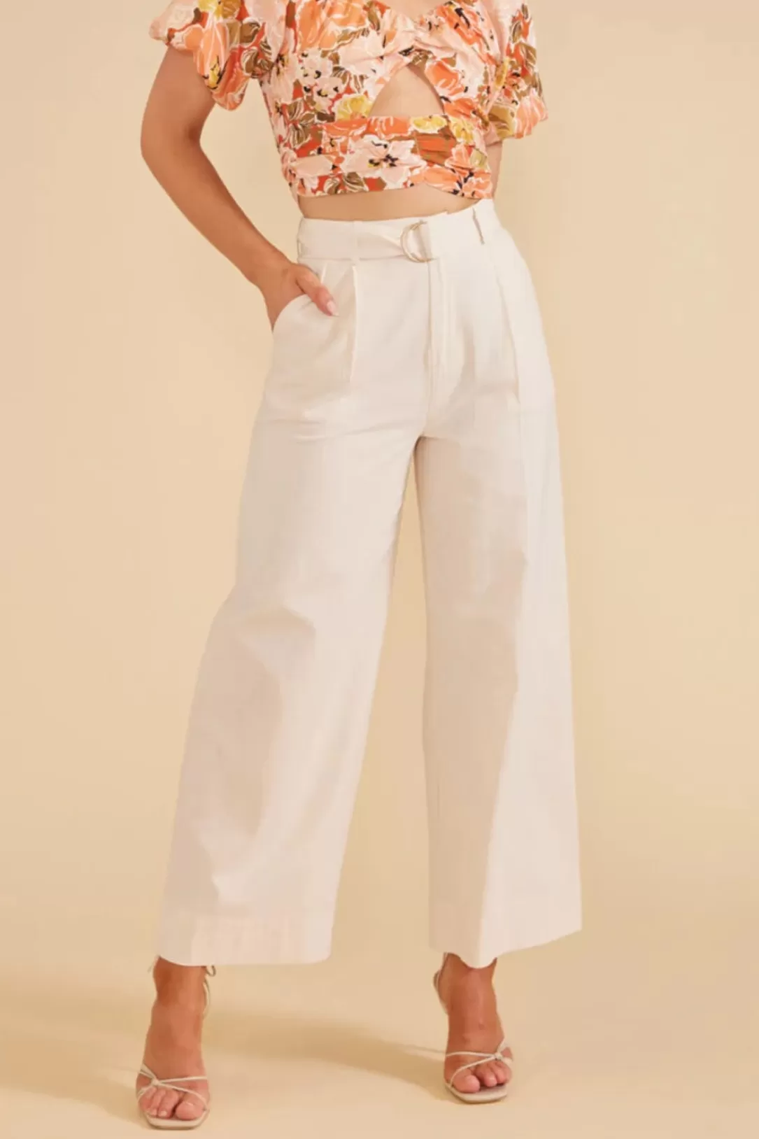 Women Minkpink Haven Wide Leg Pant-Ecru |