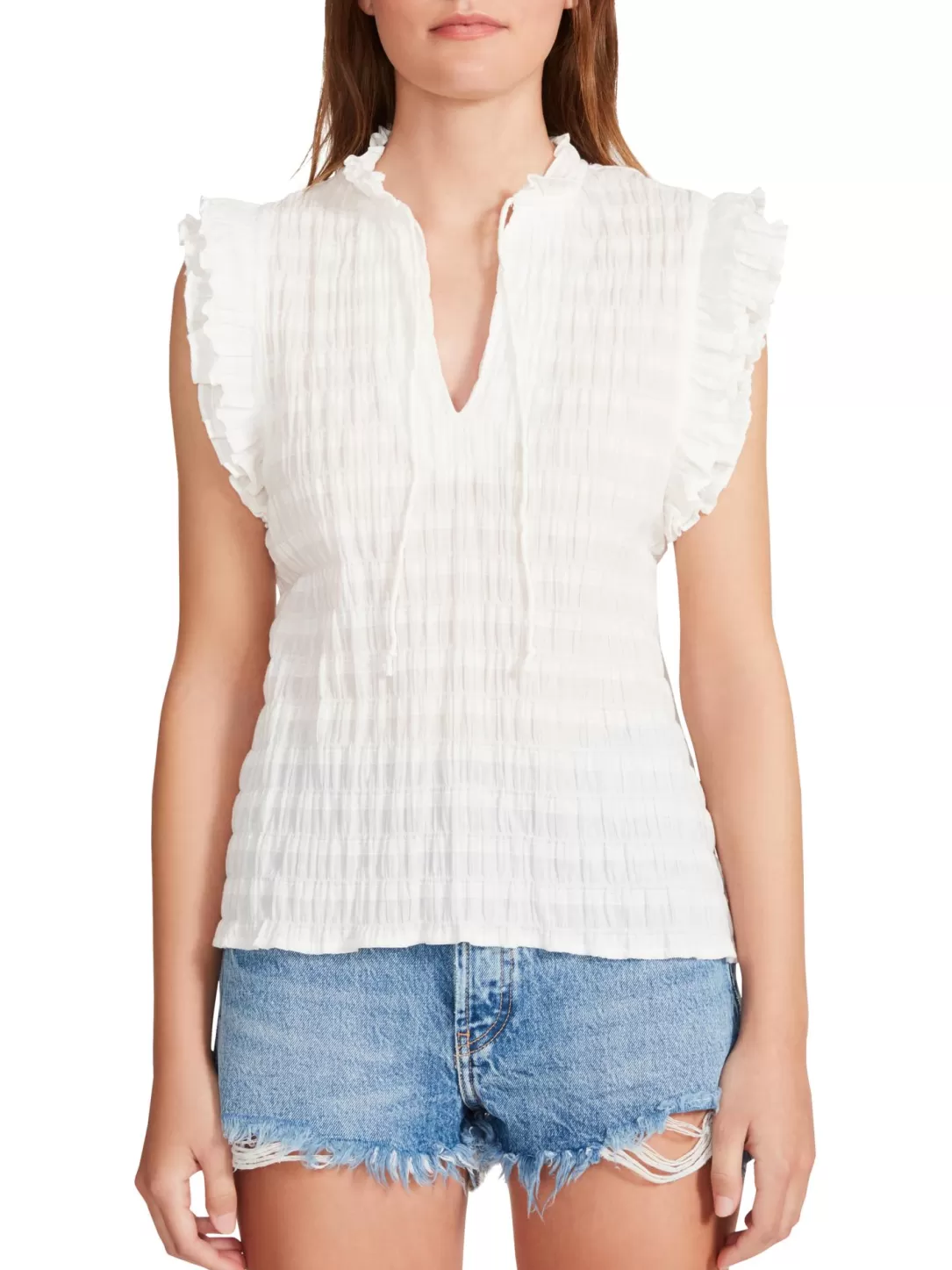 Women BB Dakota by Steve Madden Hearts A Flutter Top-White |