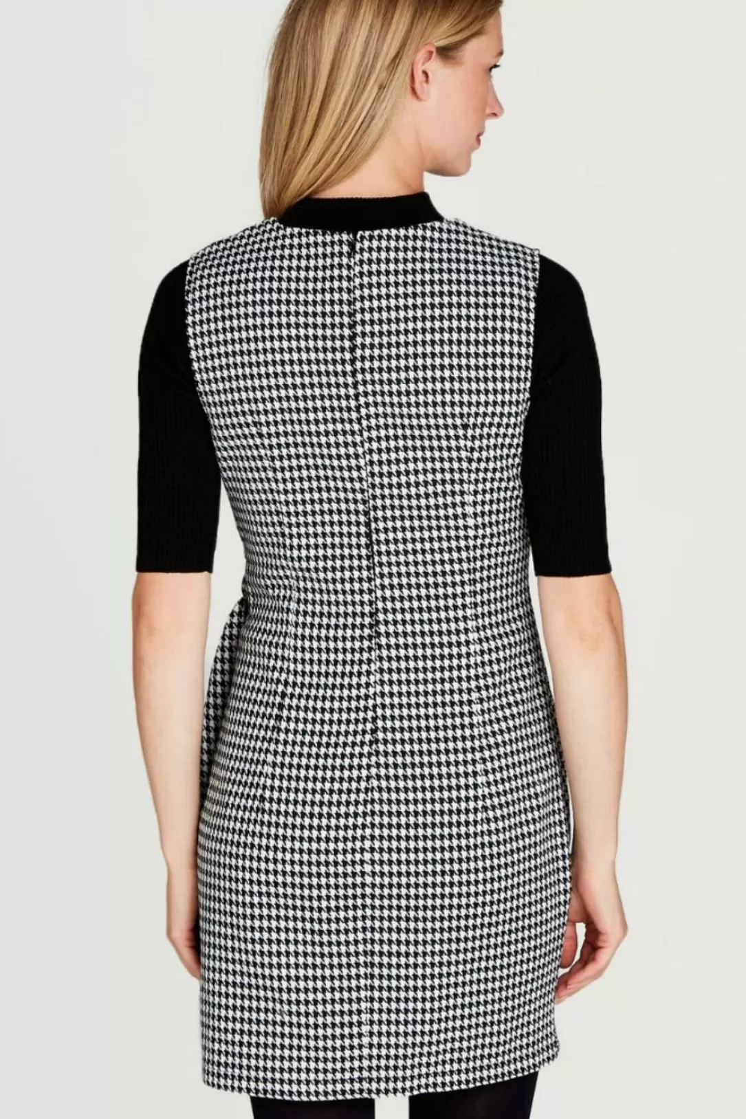 Women Apricot Houndstooth Side Knot Dress |