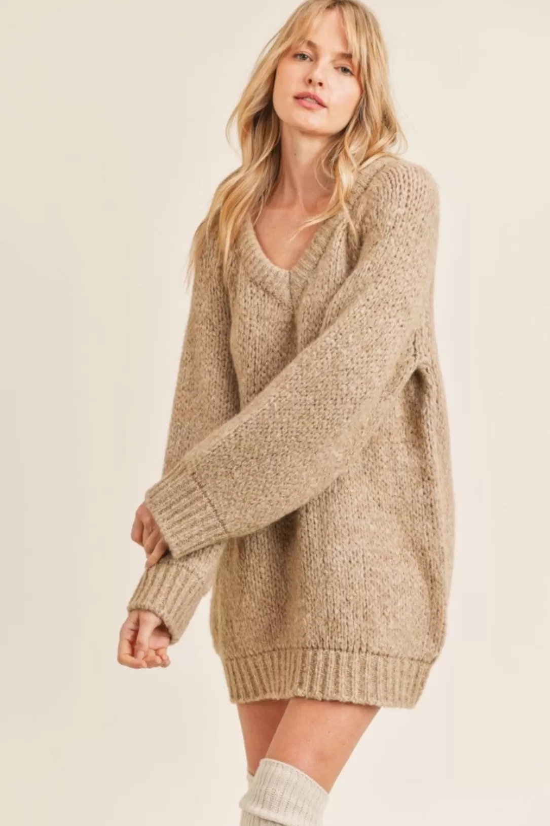 Women Sadie & Sage Just Vibes Chunky Pullover-Dark Oatmeal |