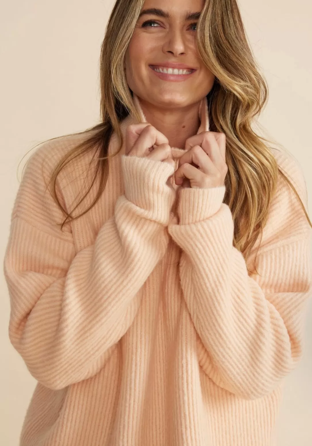 Women Minkpink Kaia Ribbed Knit Jumper-Peach |