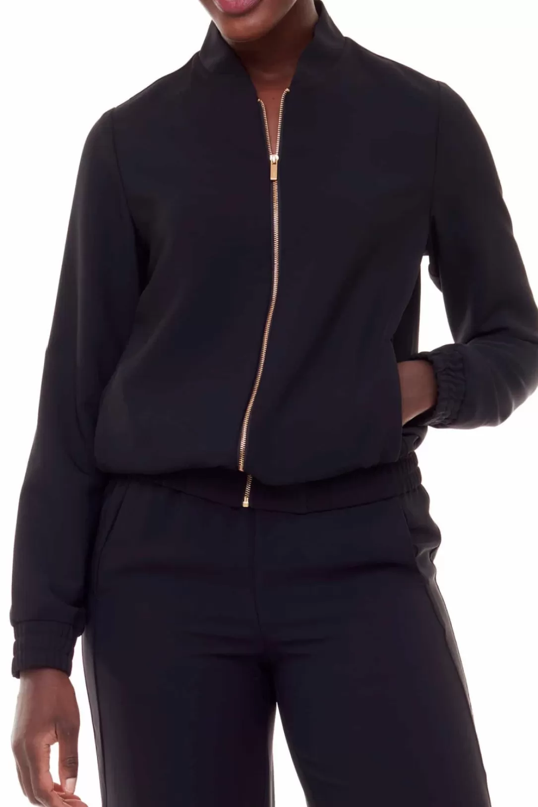 Women I Love Tyler Madison Kamala Silk Bomber Jacket-Black | Iltm