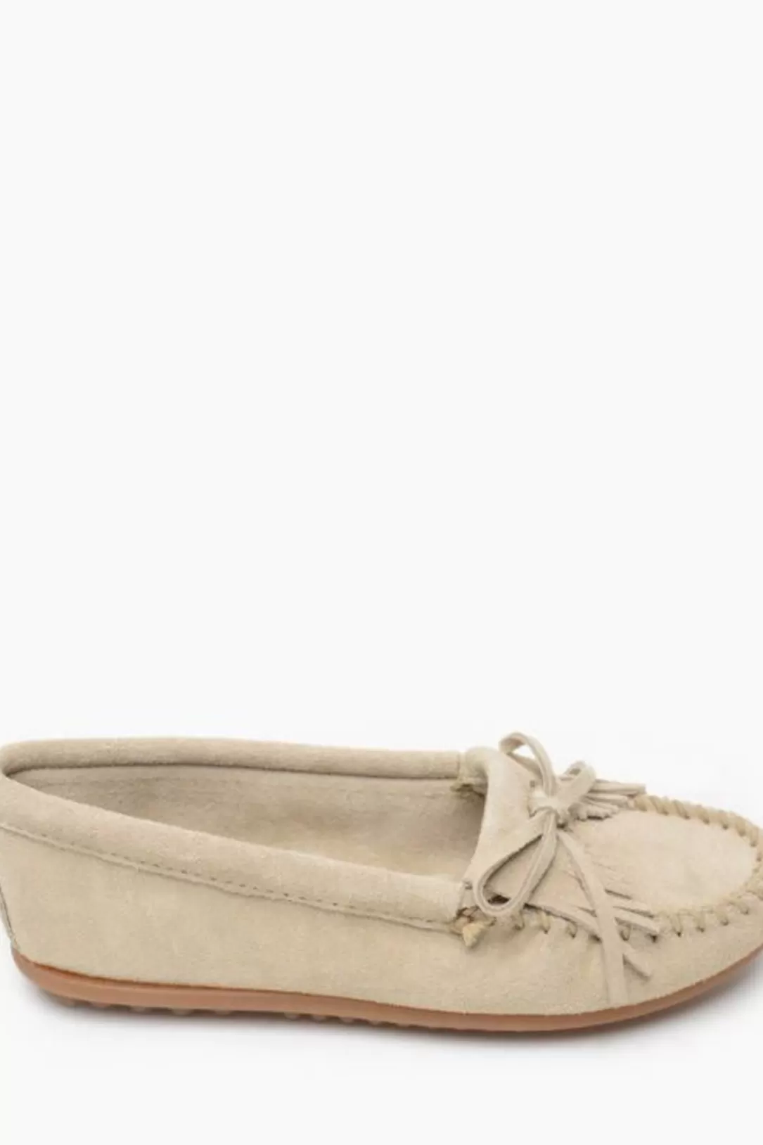 Women Minnetonka Kilty Hardsole Moccasin-Stone |