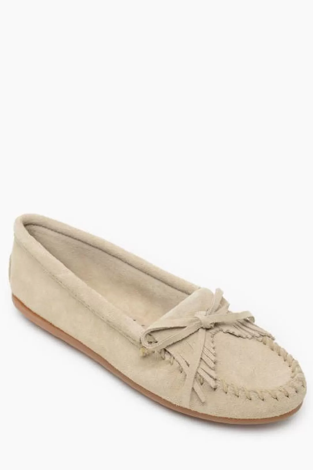 Women Minnetonka Kilty Hardsole Moccasin-Stone |