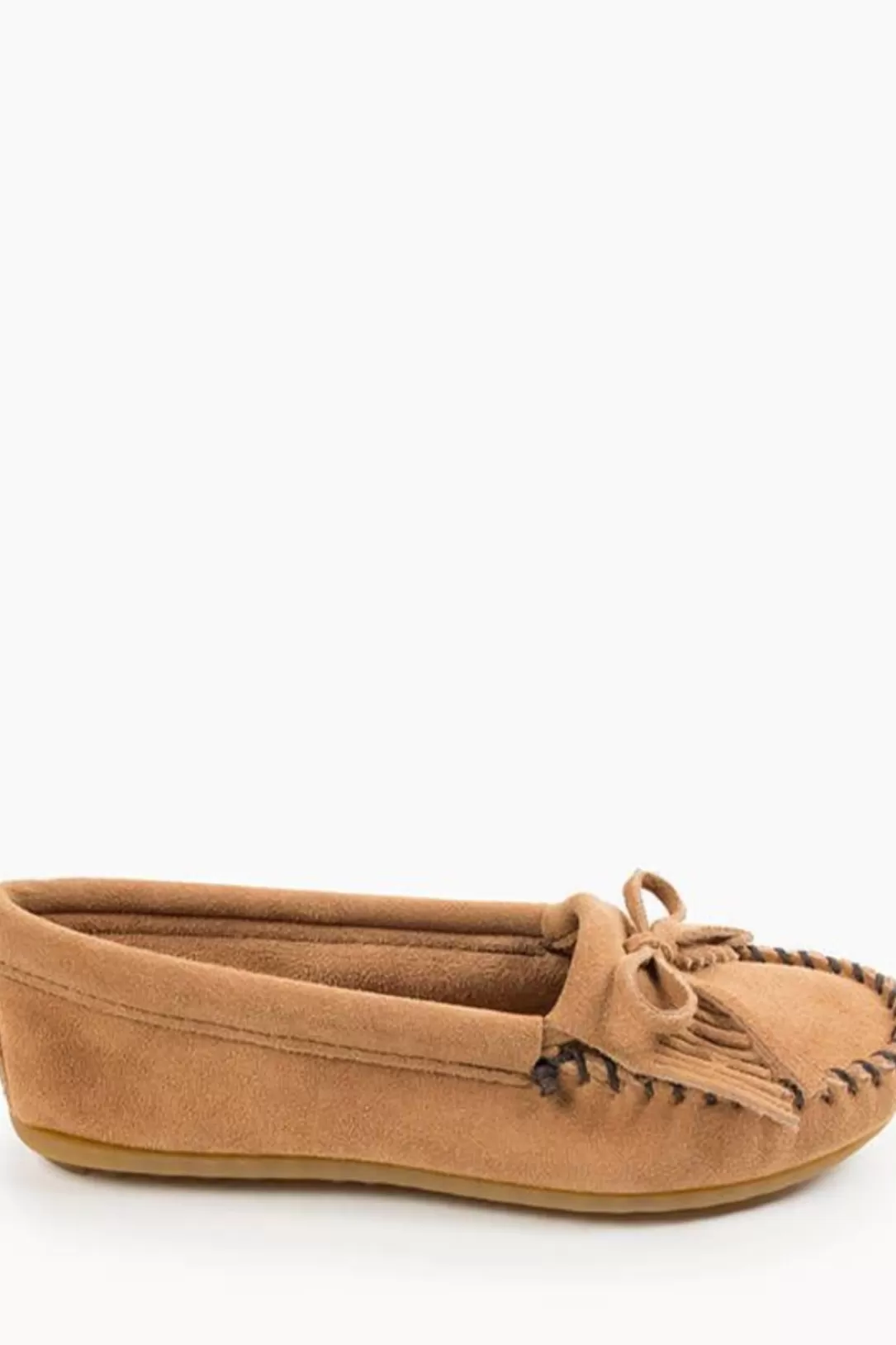 Women Minnetonka Kilty Hardsole Moccasin-Taupe |