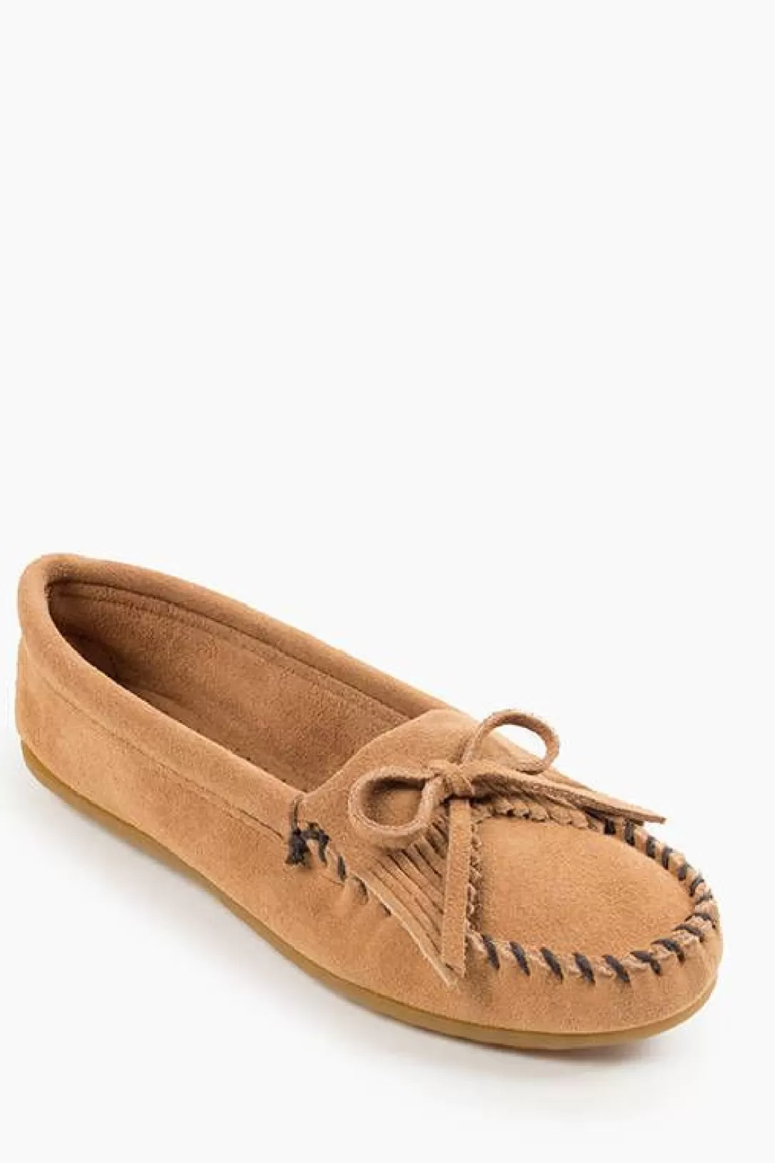 Women Minnetonka Kilty Hardsole Moccasin-Taupe |