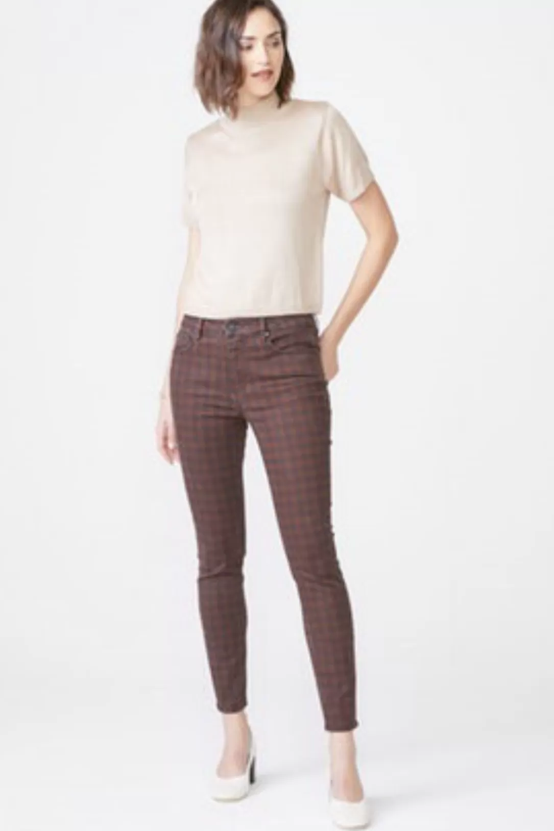 Women Unpublished Kora Mid Rise Skinny-Hickory Houndstooth |