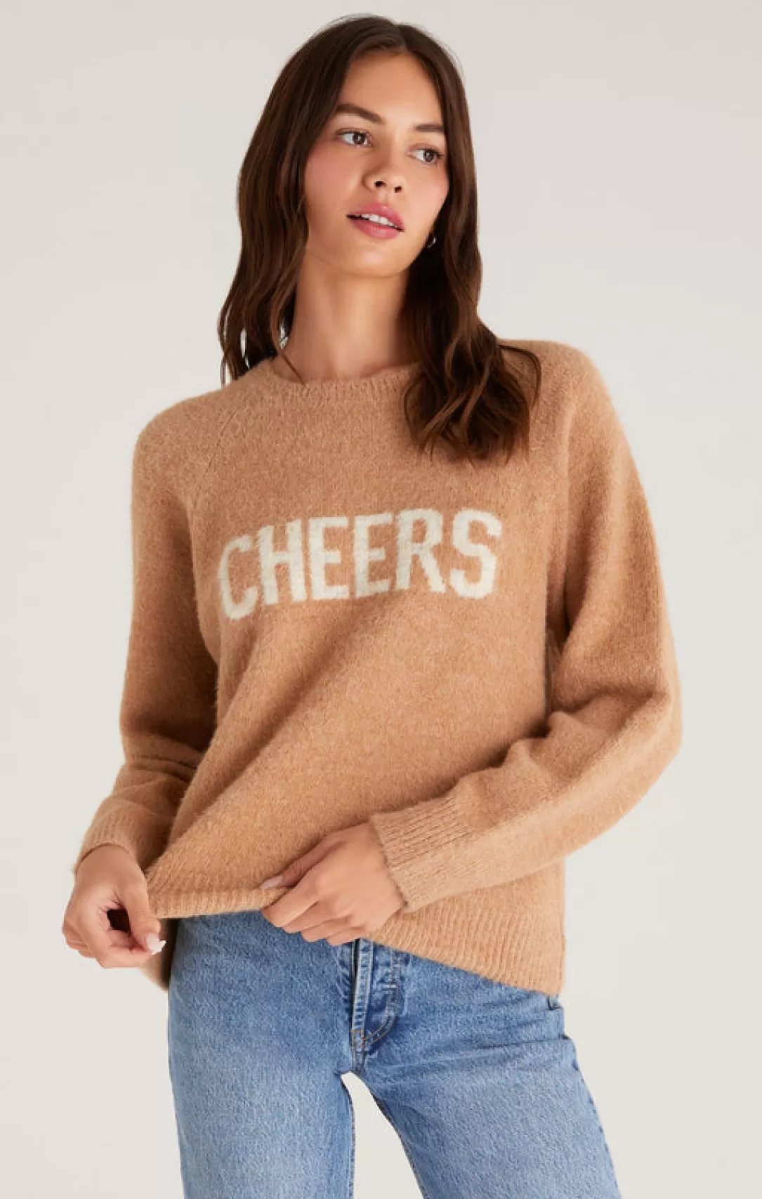 Women Z Supply Lizzy Cheers Marled Sweater-Saddle |