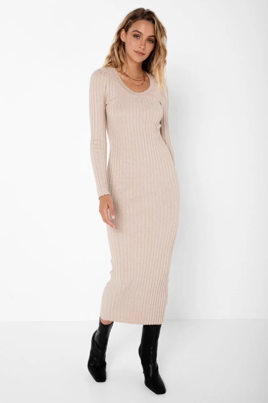 Women Madison The Label Lucille Dress-Oatmeal |