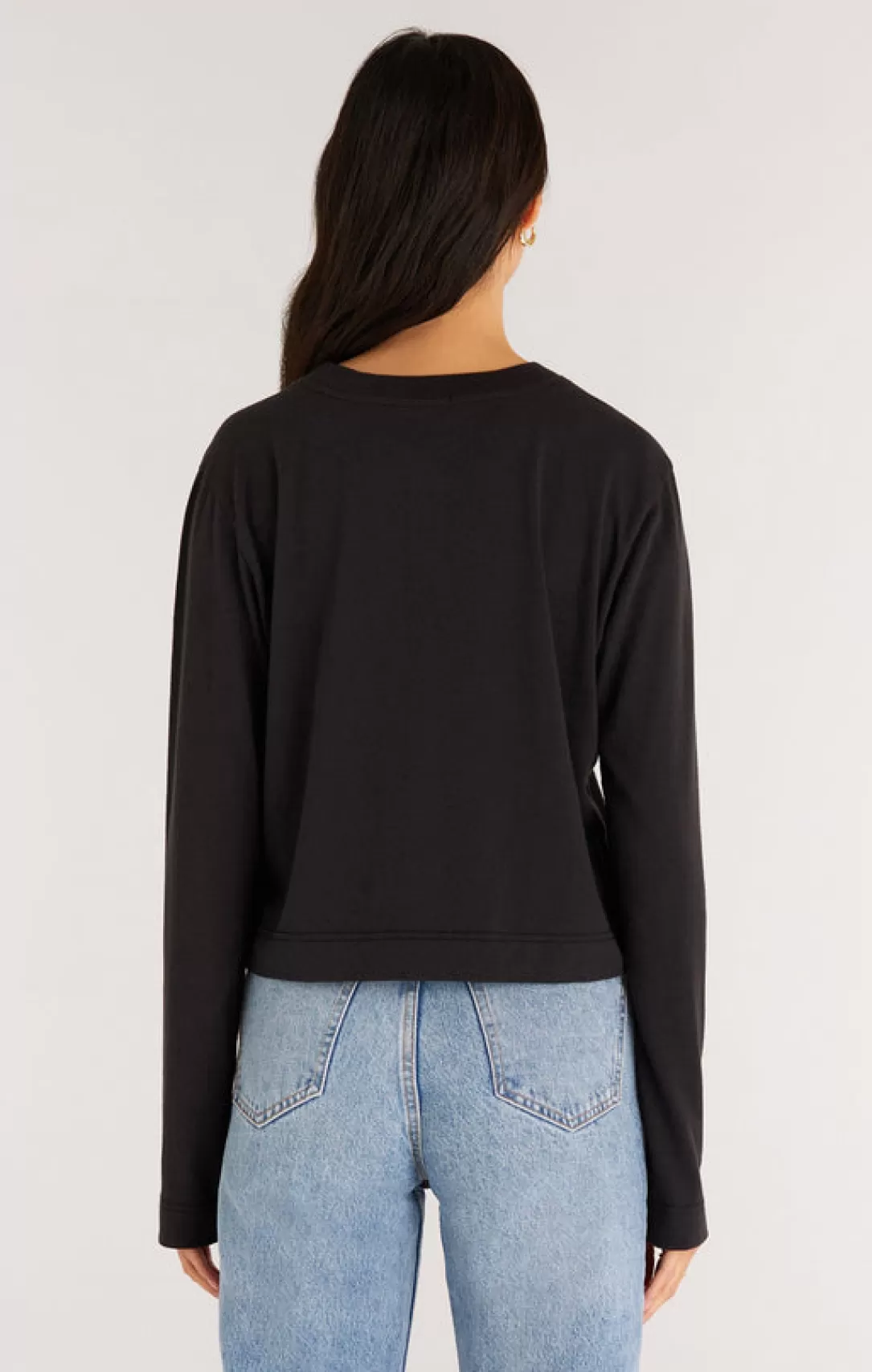 Women Z Supply Lupita Crop Long Sleeve Top-Black |