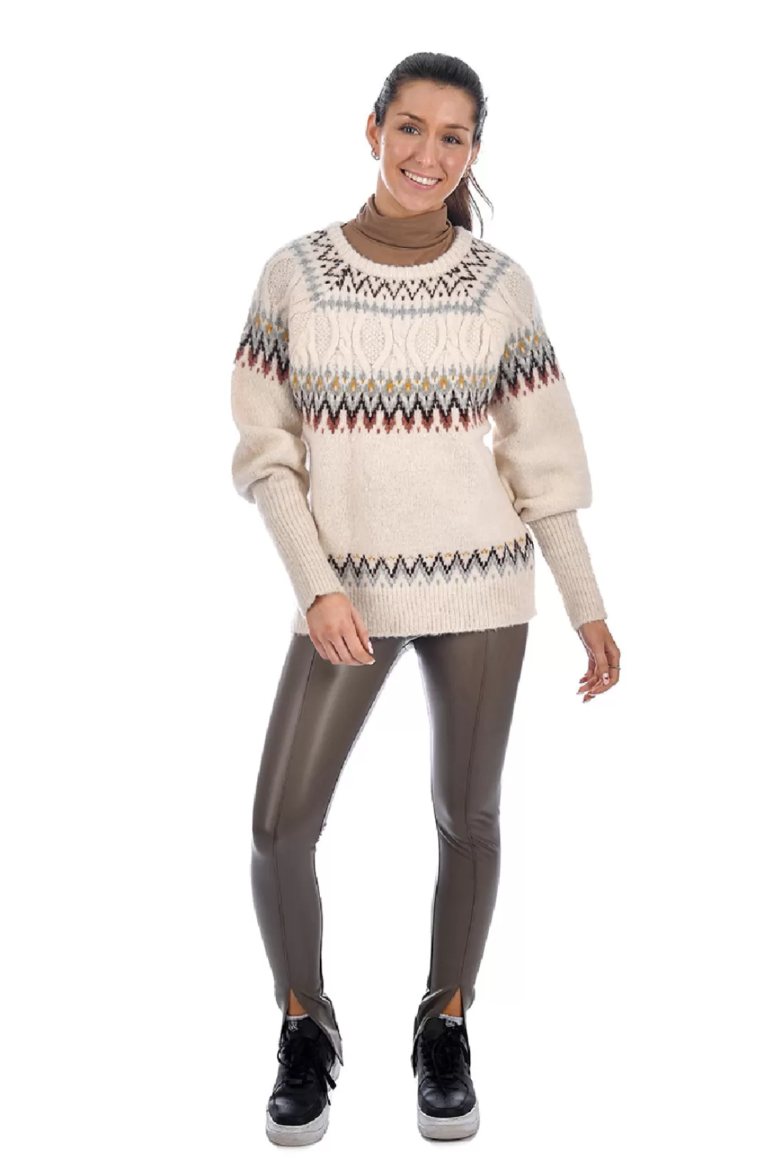 Women RD Style Melinda Fair Isle Sweater-Cream |