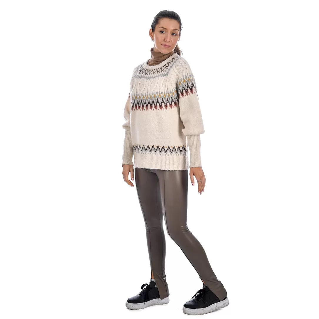 Women RD Style Melinda Fair Isle Sweater-Cream |