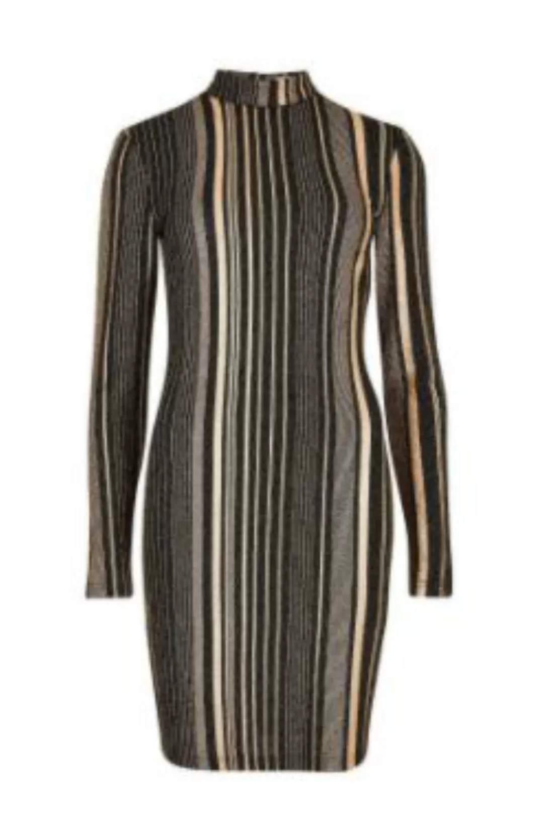 Women Apricot Metallic Stripe Mock Dress |