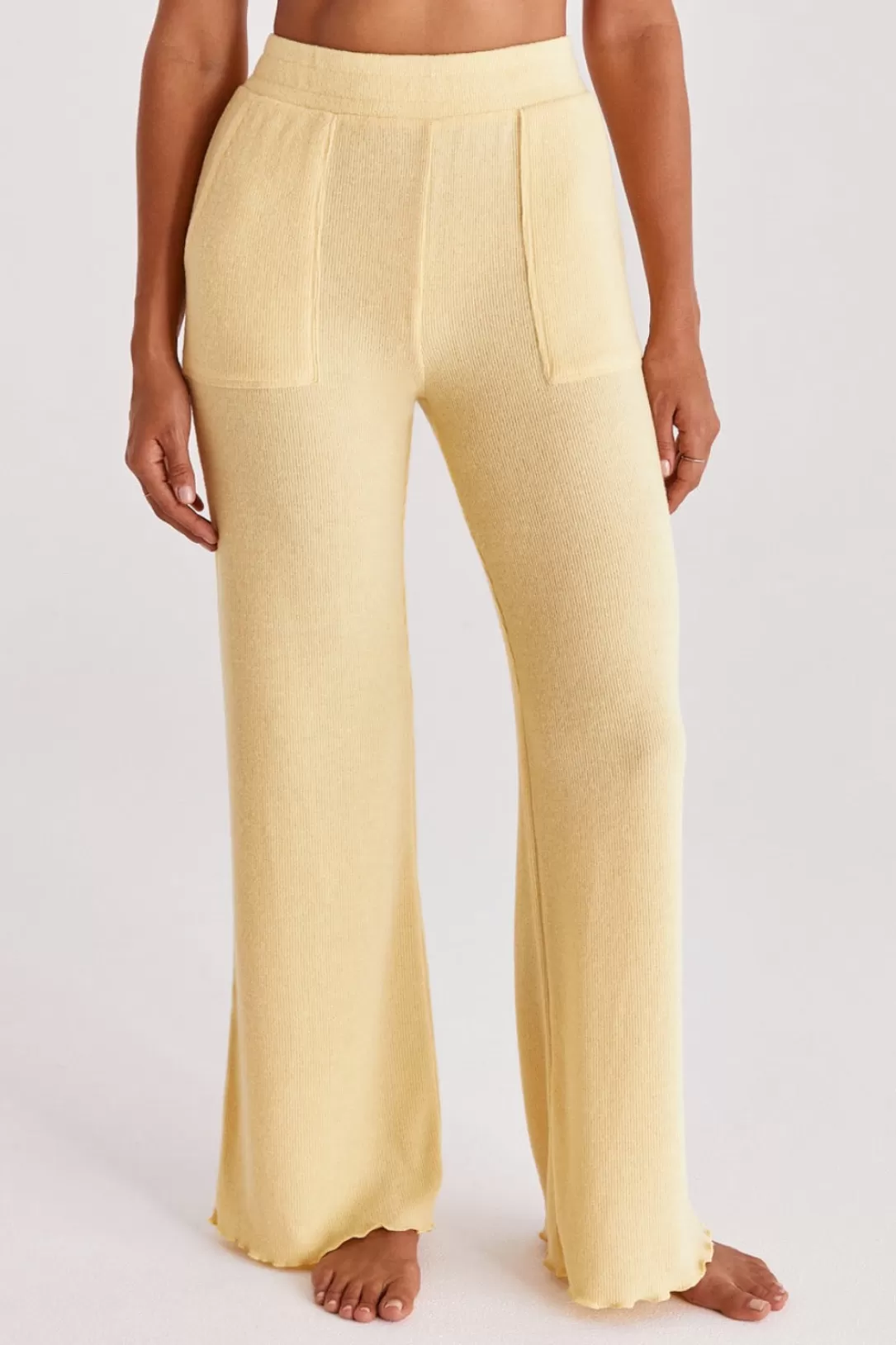 Women Z Supply Morning Rib Pant-Sunflower |