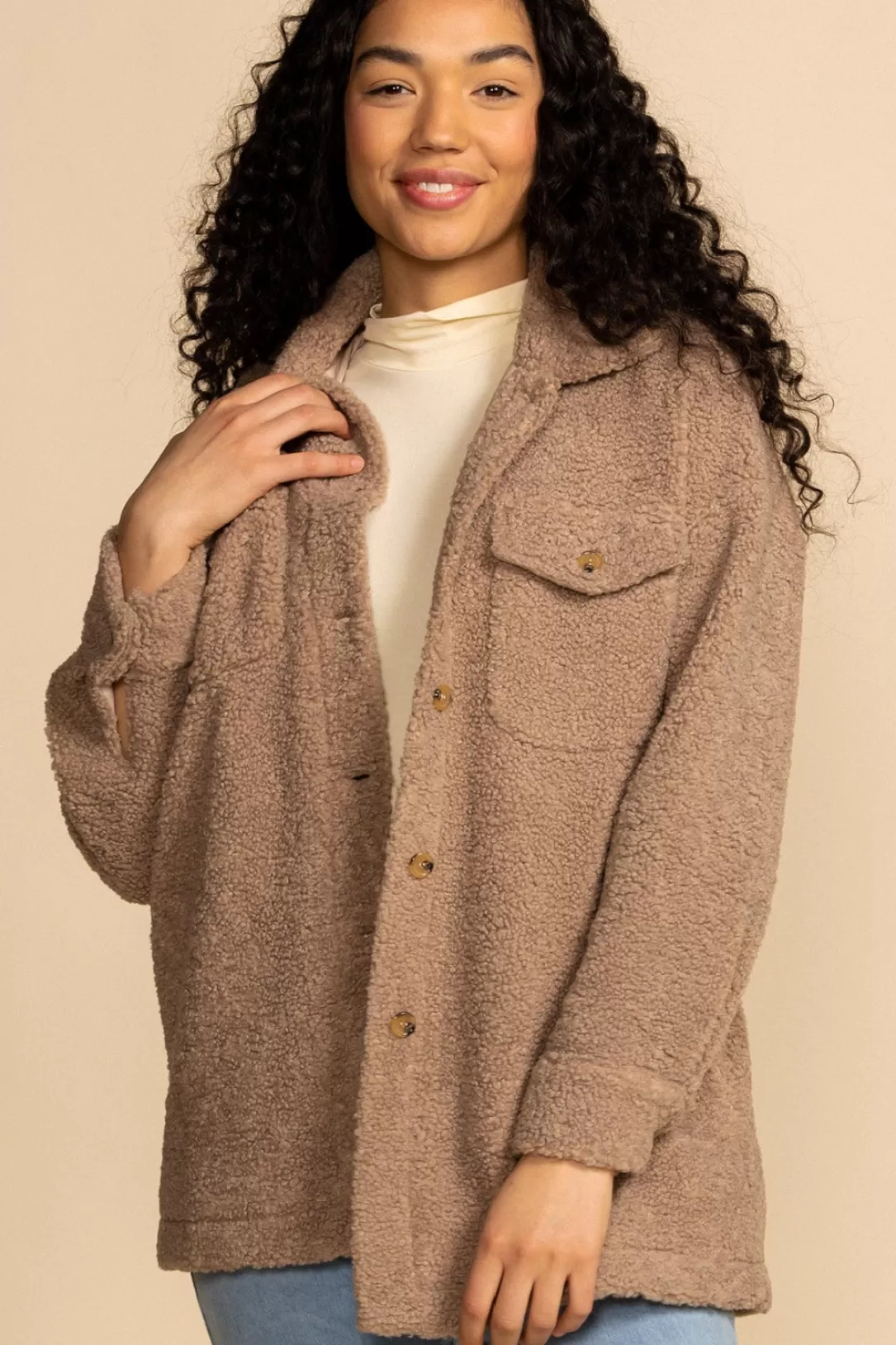 Women Pink Martini Narla Teddy Coat-Grey |