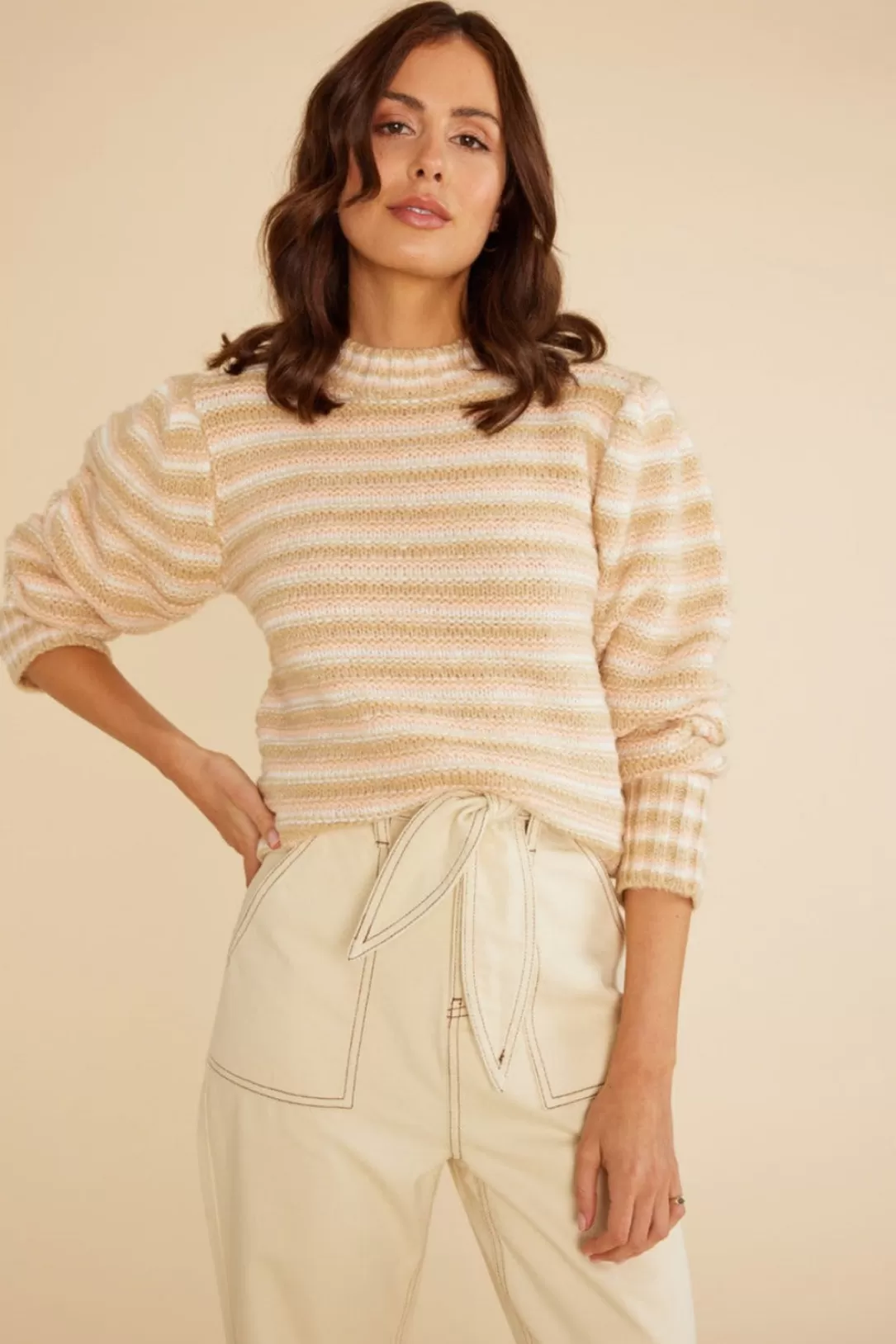 Women Minkpink Nora Stripe Jumper | Cream/Multi |