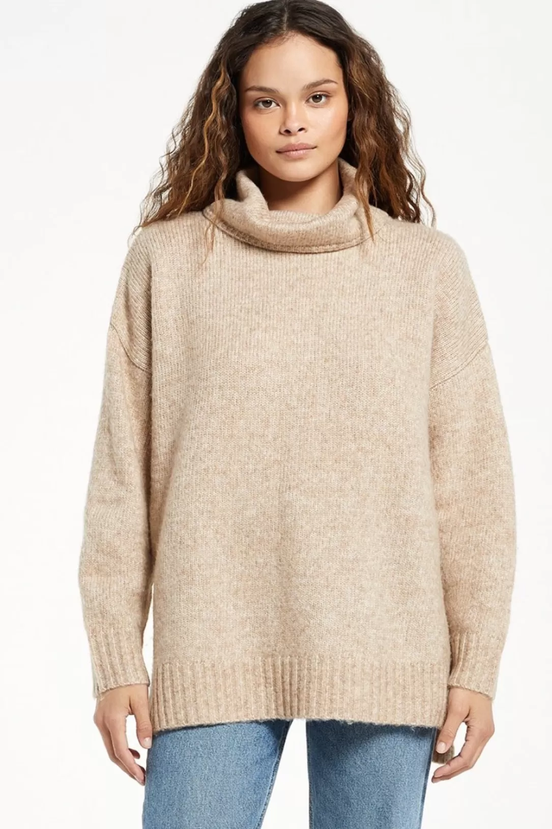 Women Z Supply Norah Cowl Neck Sweater-Oatmeal | -New