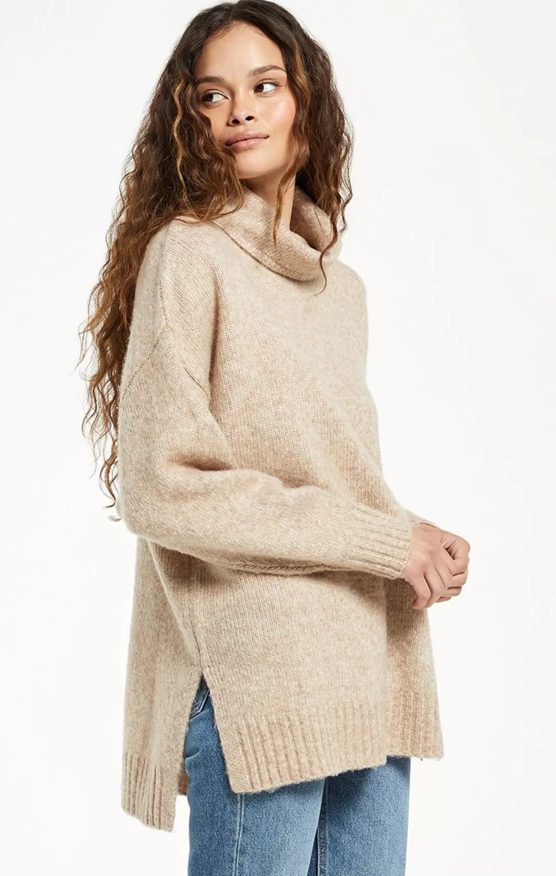 Women Z Supply Norah Cowl Neck Sweater-Oatmeal | -New