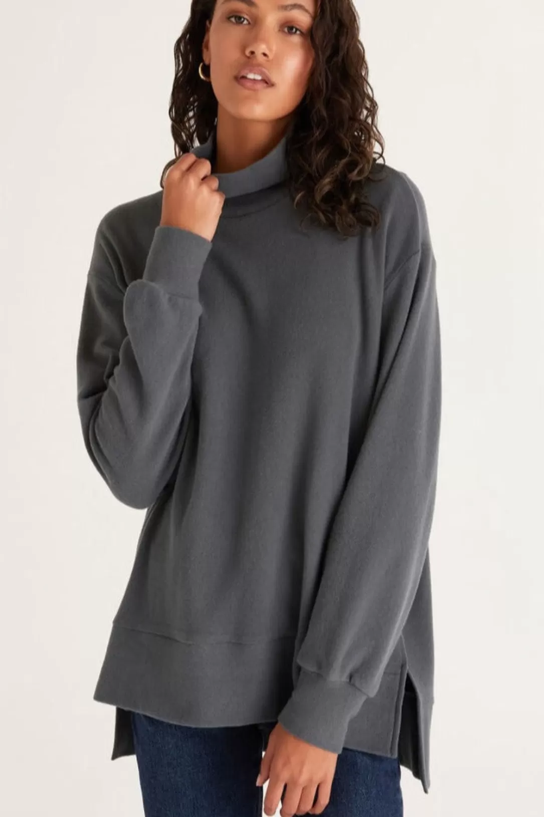 Women Z Supply Oceana Plush Sweater-Dark Slate |