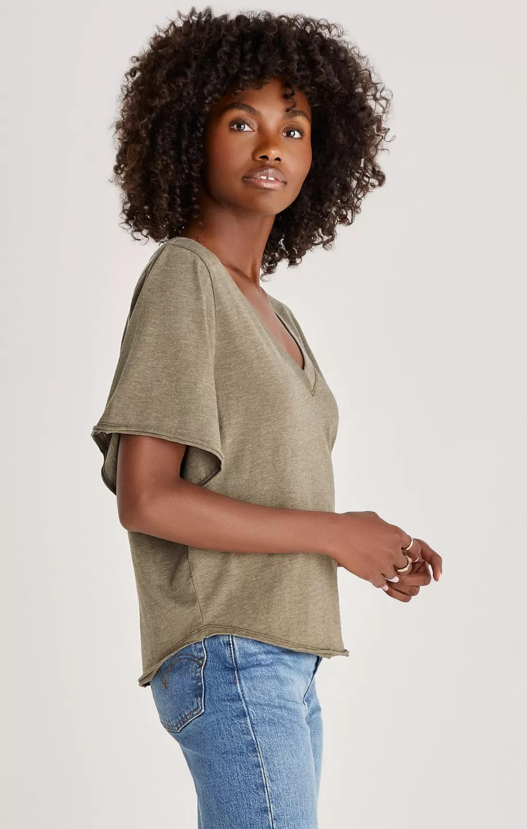 Women Z Supply Odelle Jersey Tee-Dusty Olive |