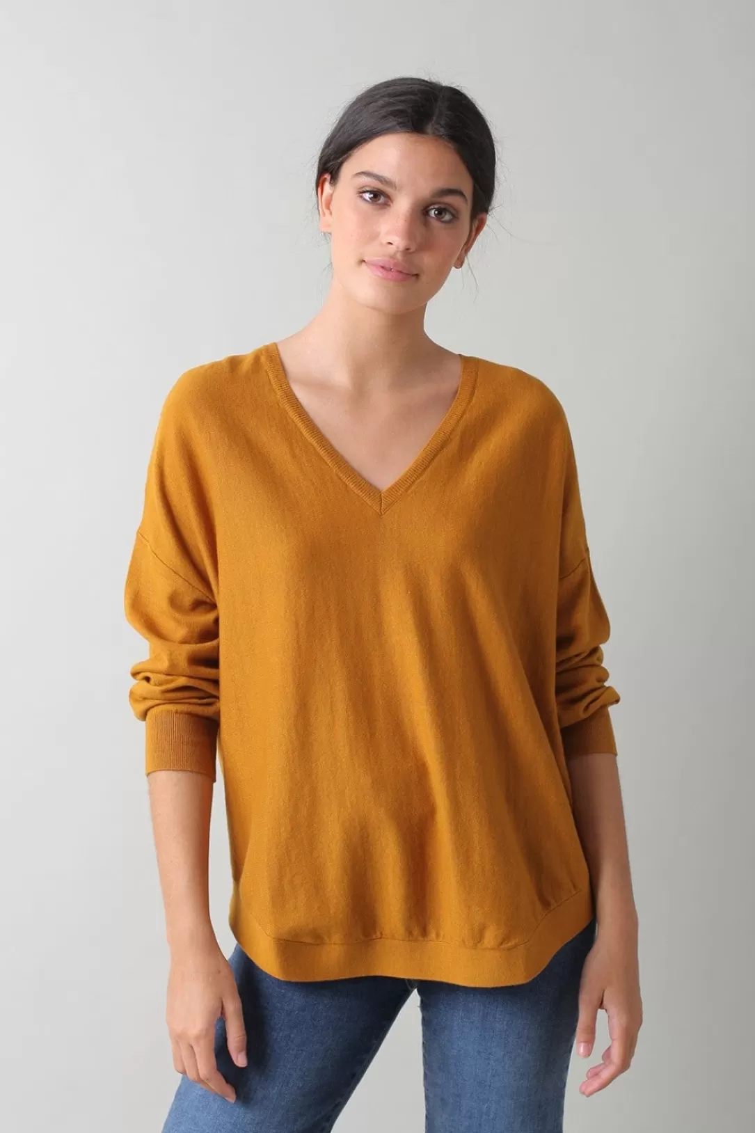 Women Indi & Cold Organic Cotton Sweater-Amber |