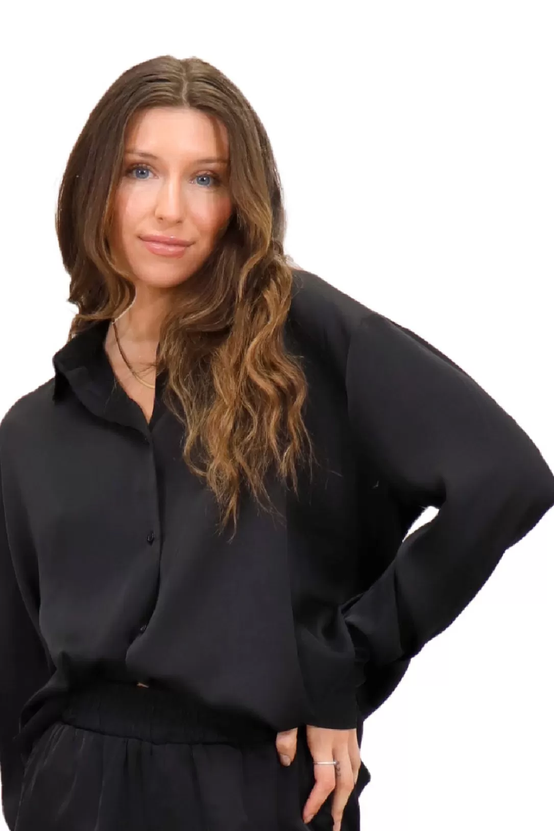 Women RD Style Penelope Satin Blouse-Black |